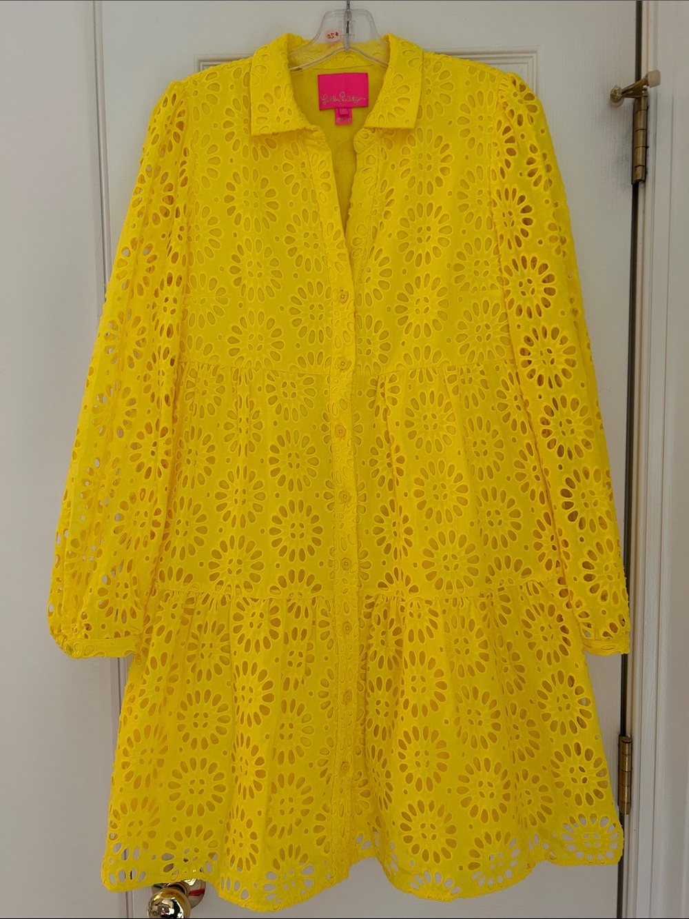 Lilly Pulitzer Yellow Eyelet Button-Front Dress